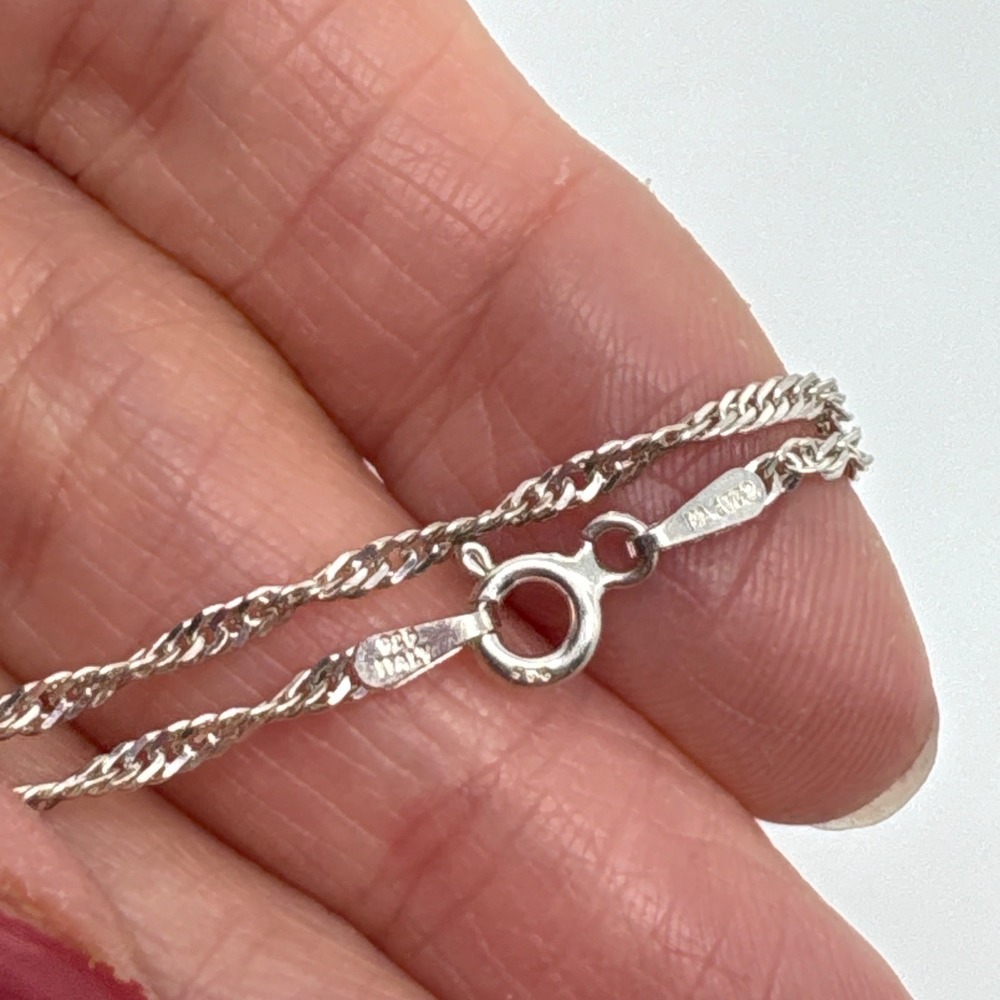 925 Sterling Silver Singapore Twisted Chain Necklace 22 Inch Made in Italy - Picture 3 of 12